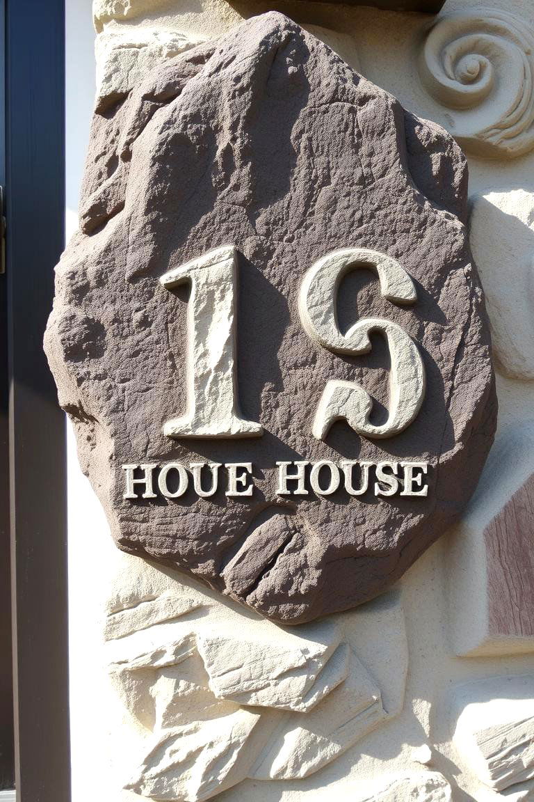 Stone Embedded Numbers - 24 House Number Ideas