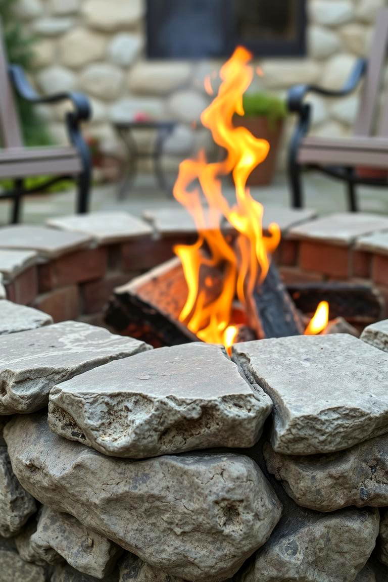 Stone Fire Pit Centerpiece - 24 Rustic Patio Ideas