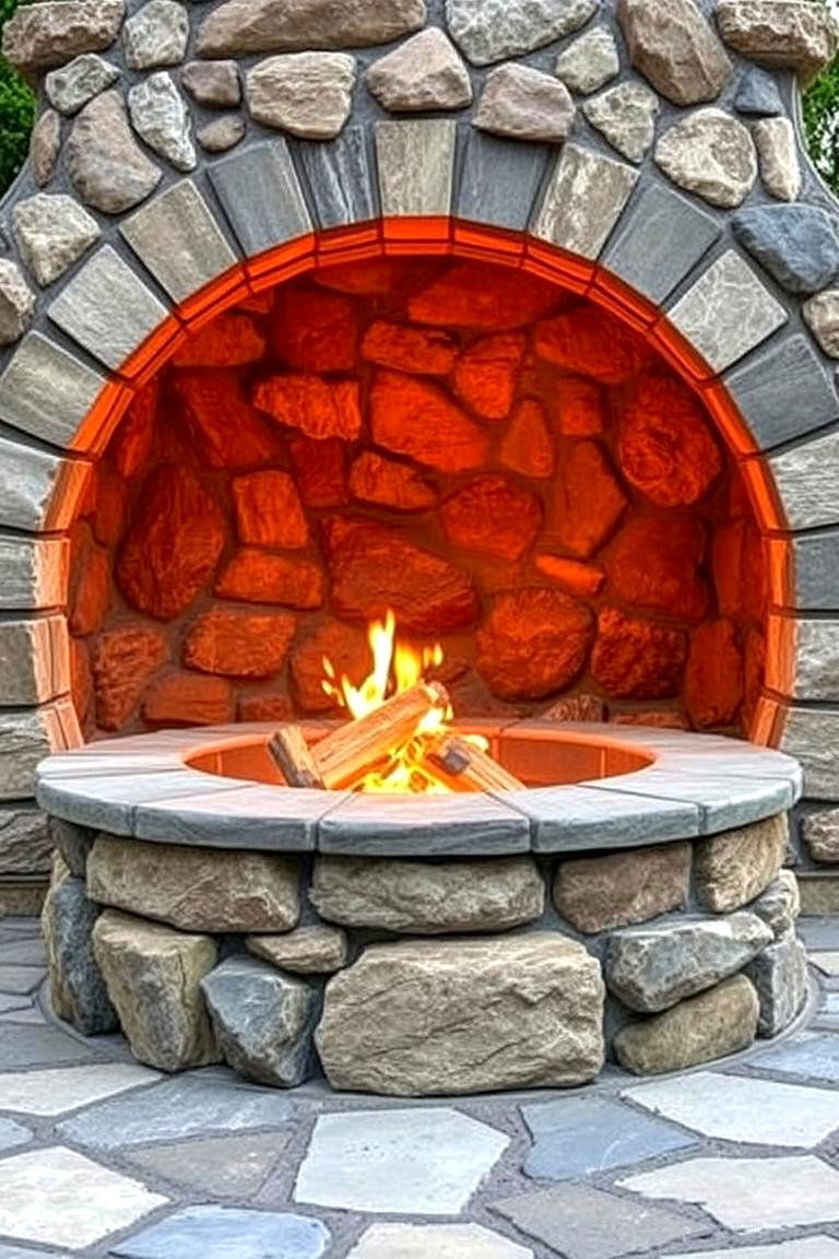 Stone Fire Pit Surround - 24 Stone Porch Ideas