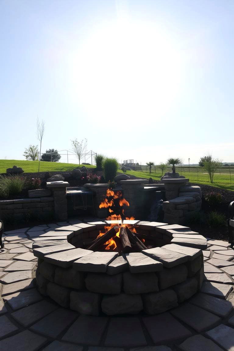 Stone Fire Pit with Water Feature - 24 Stone Fire Pit Ideas