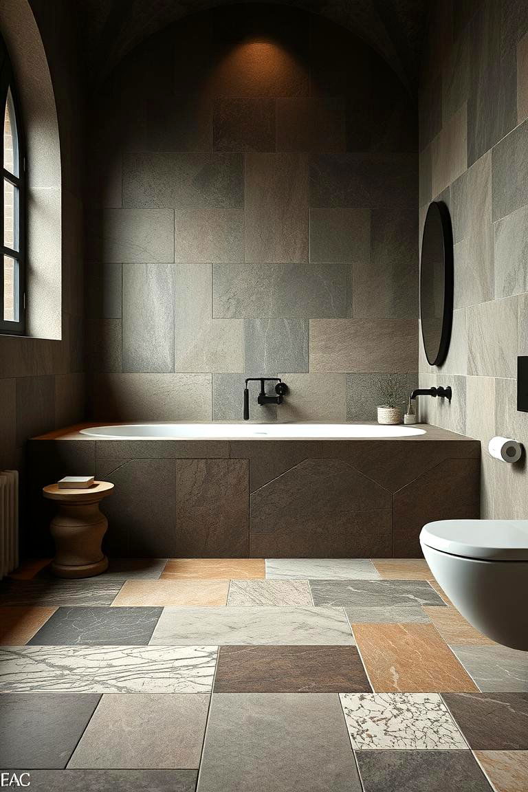 Stone Floor Embellishments - 24 Gothic Bathroom Ideas