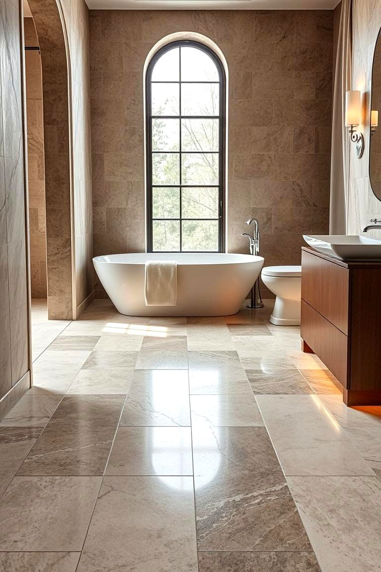 Stone Flooring with Underfloor Heating - 24 Stone Bathroom Ideas