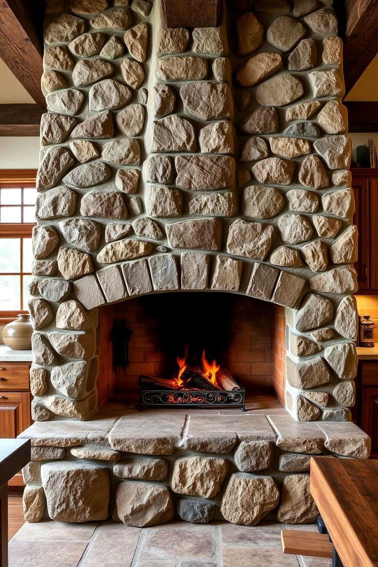 Stone Hearth Focal Point - 24 Tudor Kitchen Ideas