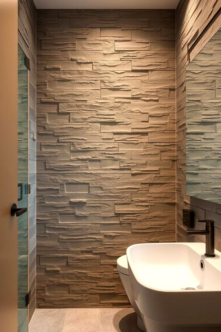 Stone Panels for a Natural Textured Look - 24 Bathroom Wall Paneling Ideas