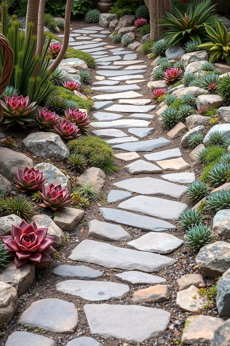 Stone Path Succulent Garden - 24 Succulent Garden Ideas