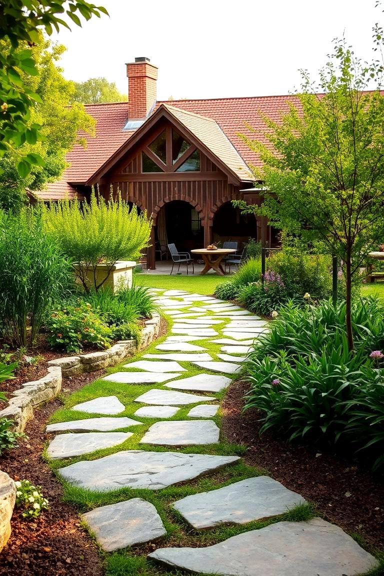 Stone Pathway - 24 Farmhouse Patio Ideas