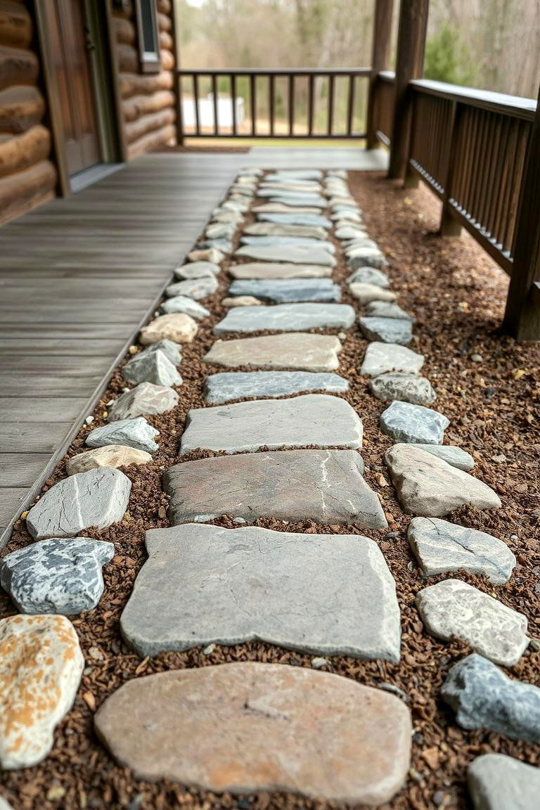 Stone Pathway Edging - 24 Rustic Porch Ideas