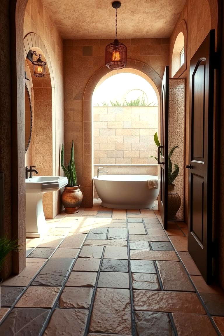 Stone Paver Bathroom Entry - 24 Stone Bathroom Ideas