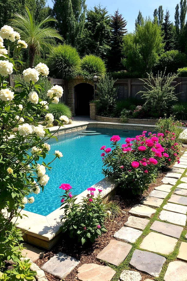 Stone Pool Border for a Rustic Look - 24 Above Ground Pool Landscaping Ideas