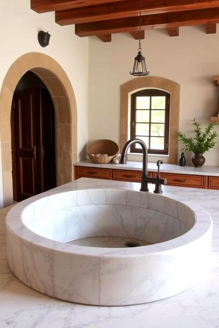 Stone Sink Features - 24 Spanish Style Kitchen Ideas