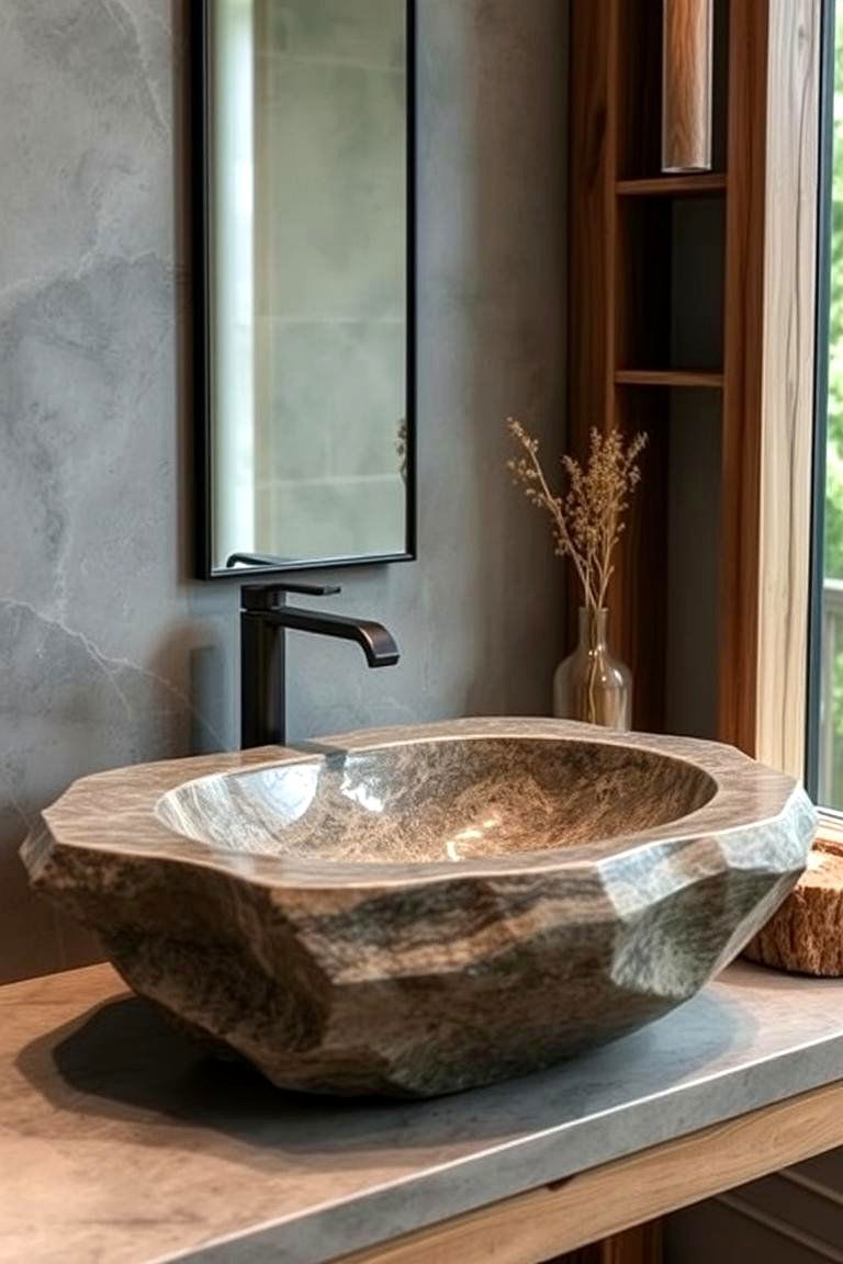 Stone Sink - 24 Bathroom Sink Ideas