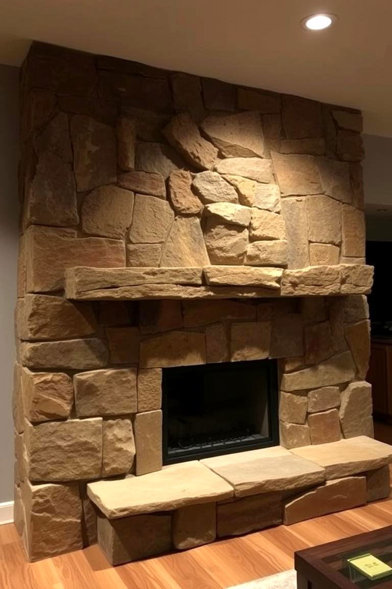 Stone Slab Fireplace - 24 Rustic Fireplaces