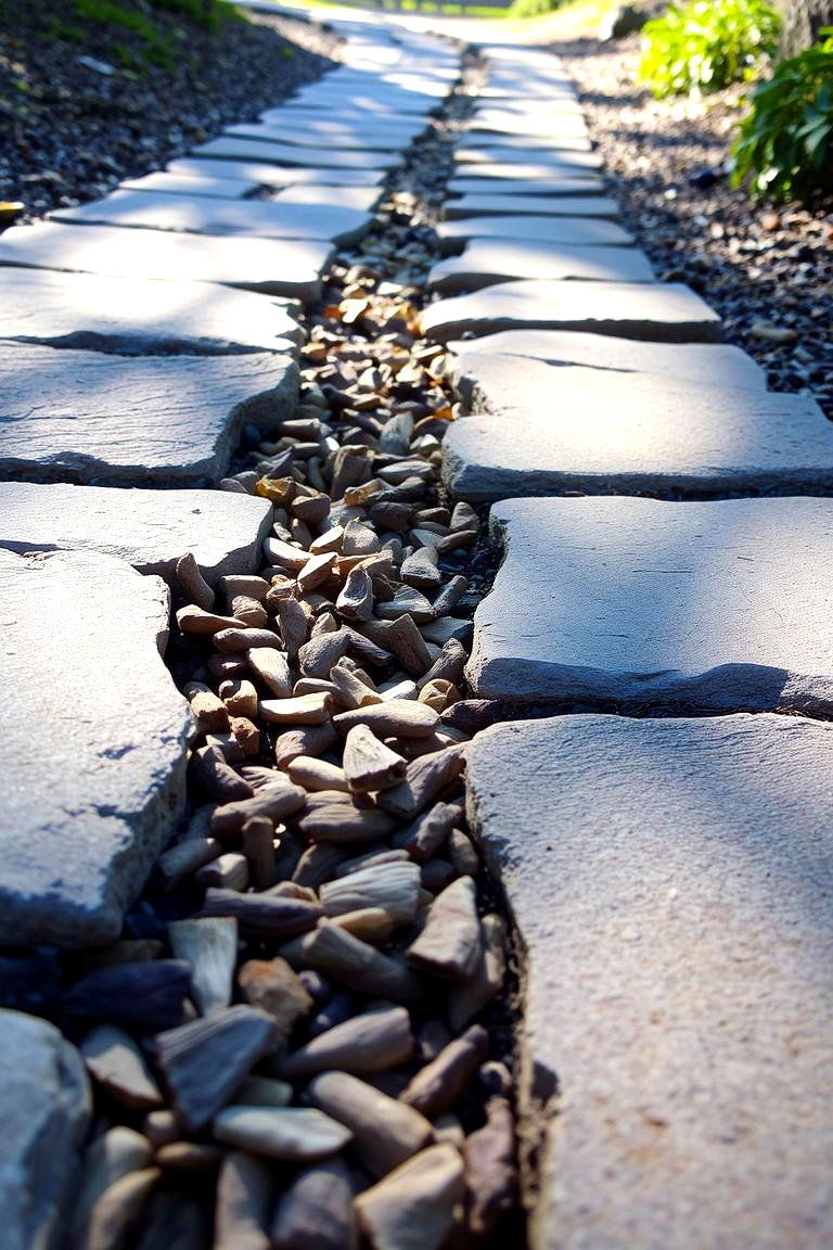 Stone Slab and Wood Chip Pathway - 24 Farmhouse Walkway Ideas