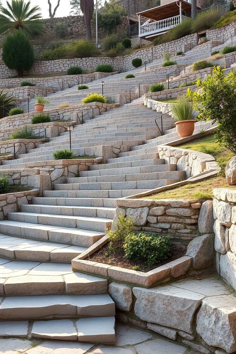Stone Step Elegance - 24 Hillside Terraced Garden Ideas
