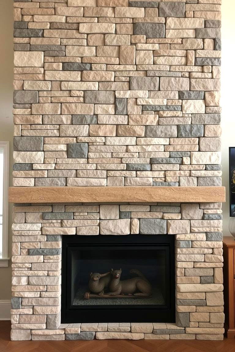 Stone Veneer Fireplace - 24 Faux Fireplace Ideas