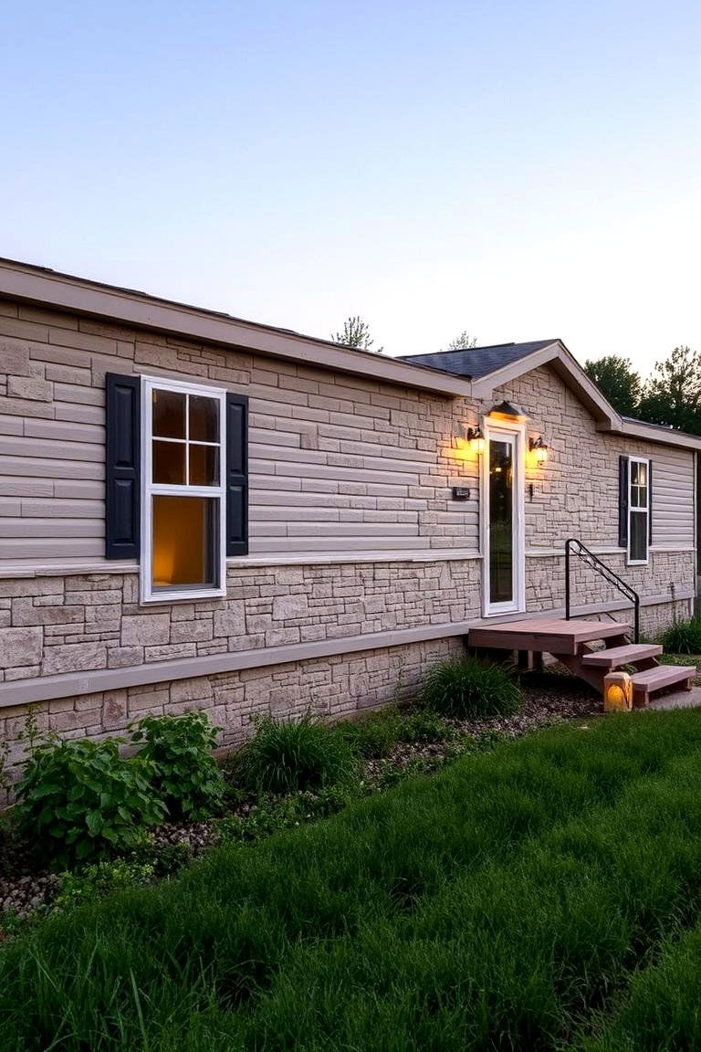 Stone Veneer for a Natural Elegant Touch - 24 Mobile Home Siding Design Ideas