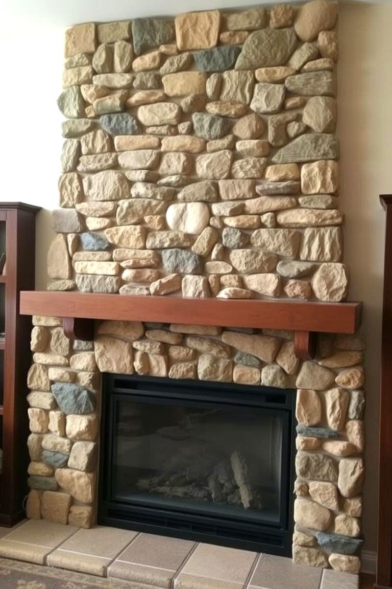Stone Wall Charm - 24 Fireplace Accent Wall Ideas