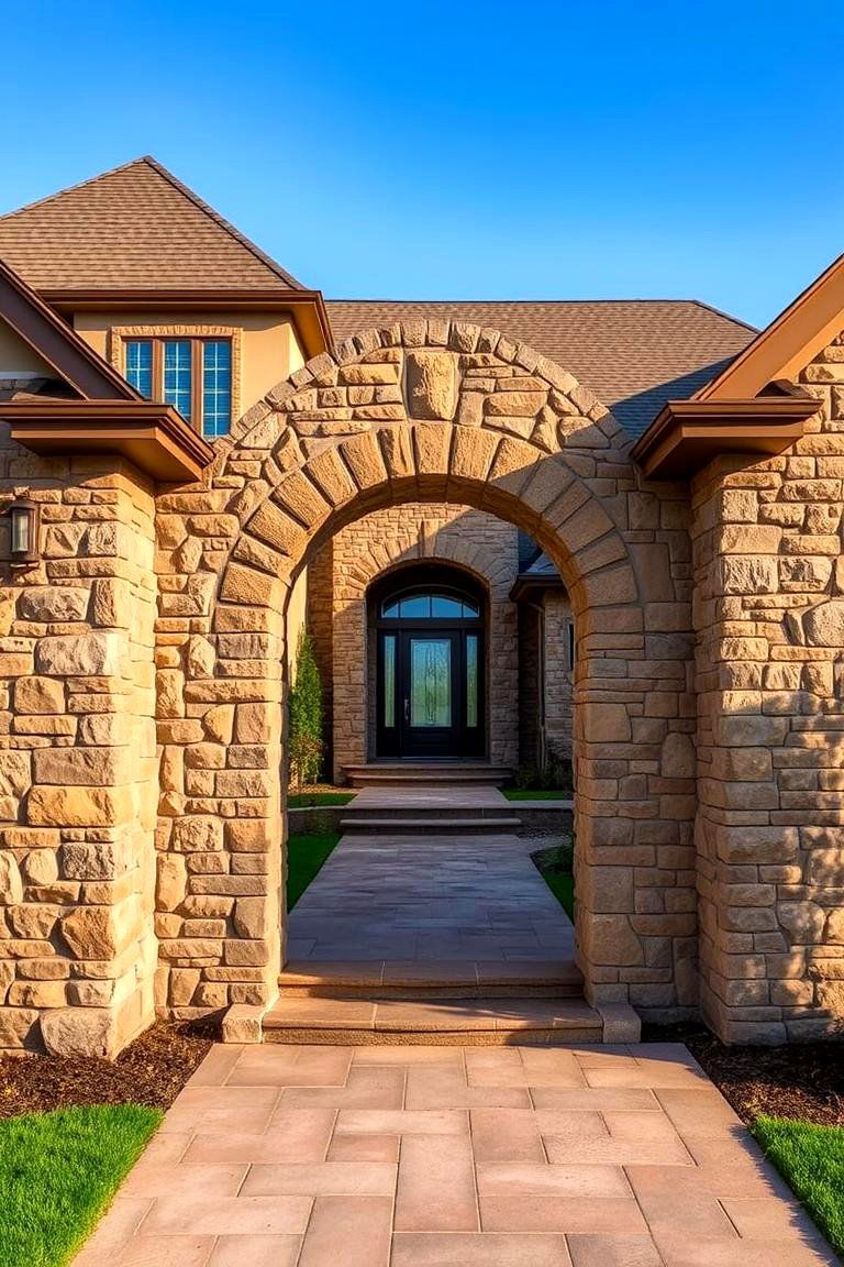 Stone Wall Entryway - 24 Stone Wall Ideas