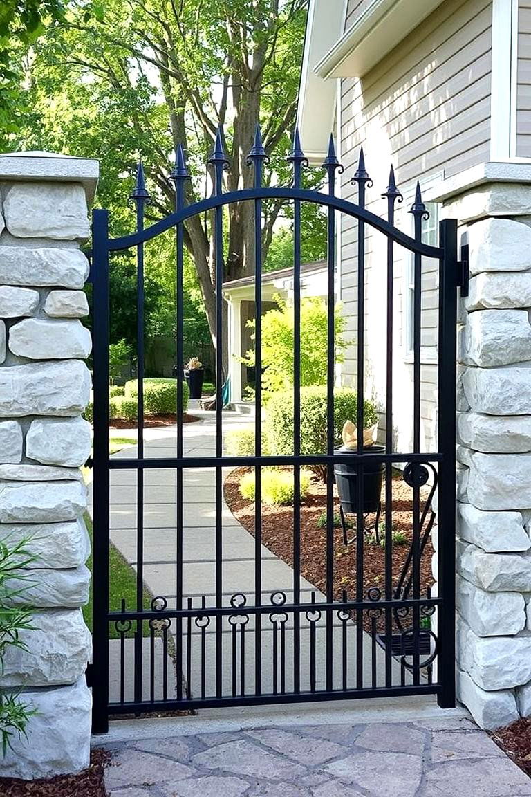Stone Wall Fence with Gate - 24 Stone Wall Ideas