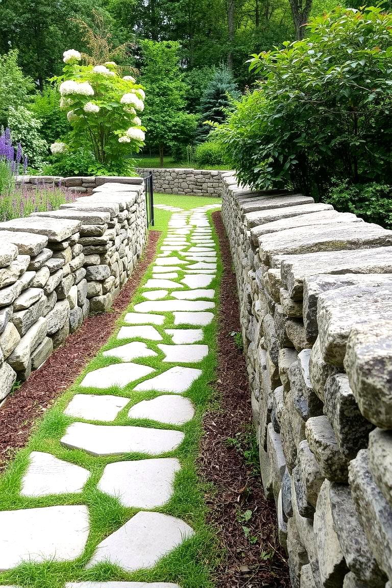Stone Wall Garden Pathway - 24 Stone Wall Ideas