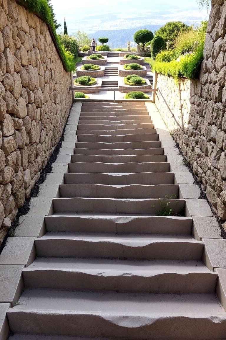 Stone Wall Steps and Staircase - 24 Stone Wall Ideas