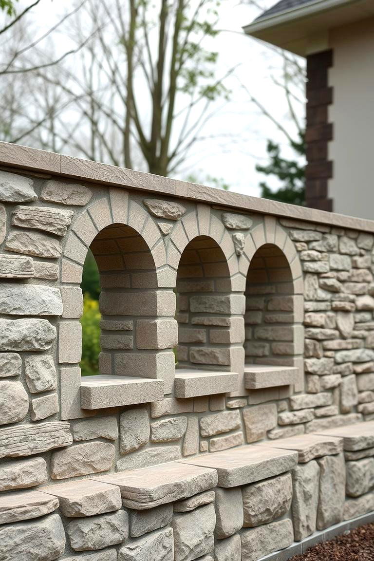 Stone Wall with Arched Openings - 24 Stone Wall Ideas