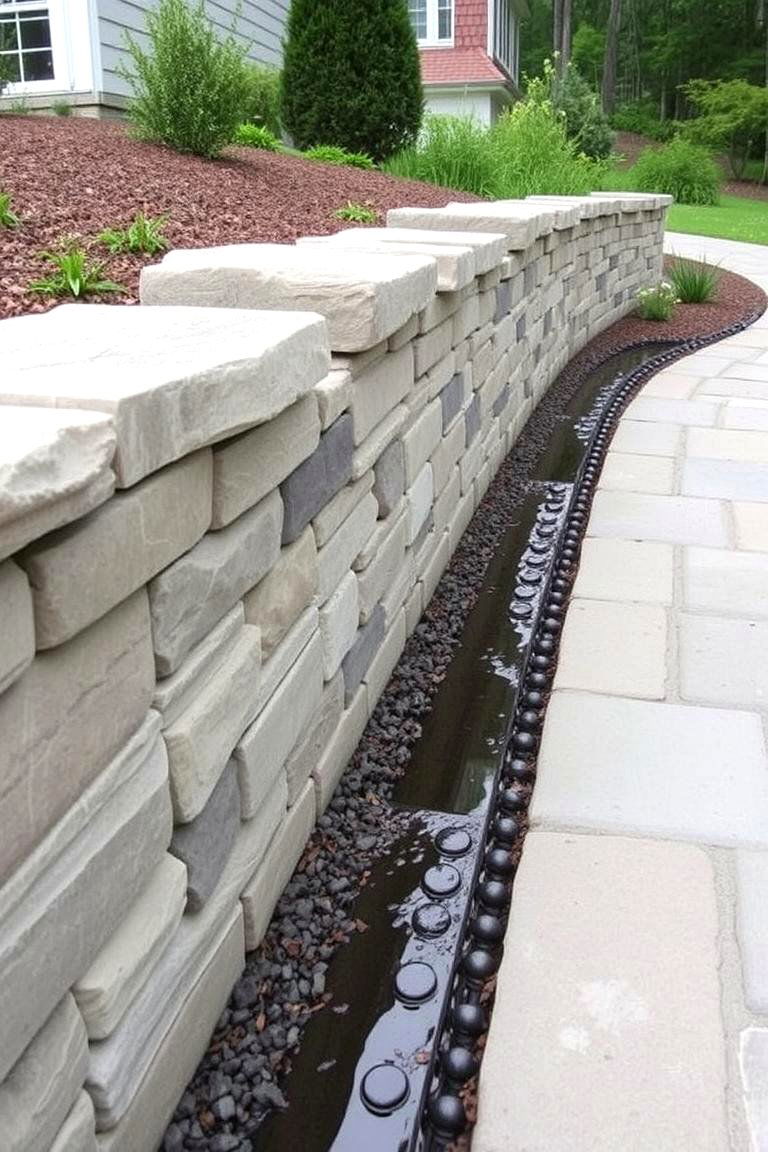 Stone Wall with Water Drainage - 24 Stone Wall Ideas