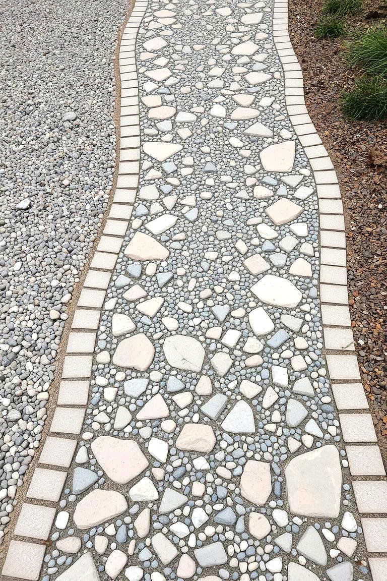 Stone and Gravel Mosaic Path - 24 Garden Path Ideas