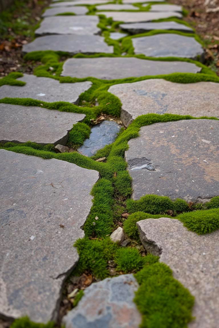 Stone and Moss Path - 24 Garden Path Ideas