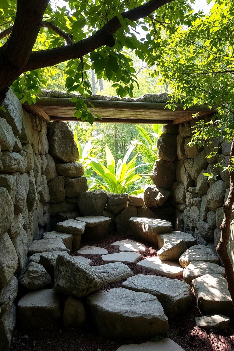 Stone and Shade Nook - 24 Garden Shade Ideas