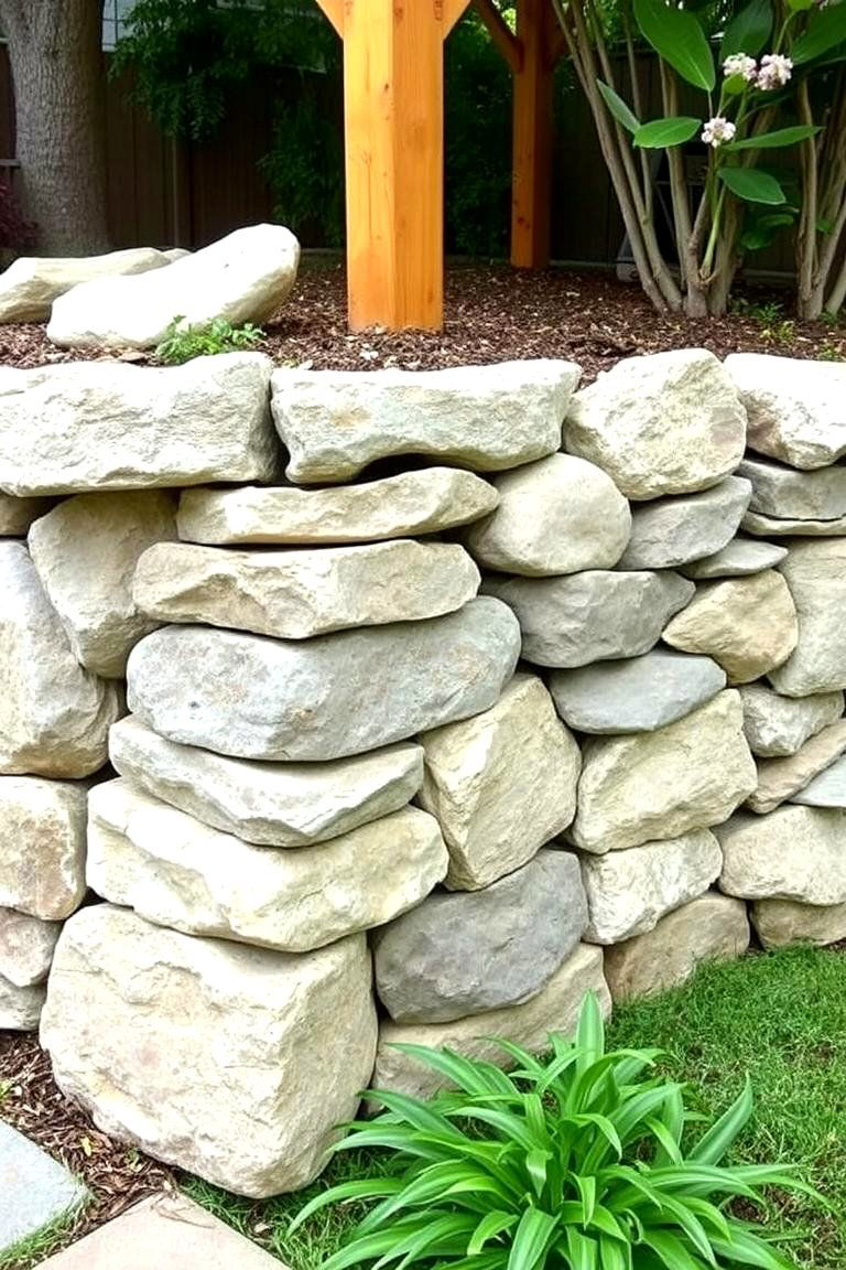 Stone and Timber Retaining Wall - 24 Natural Rock Retaining Wall Ideas