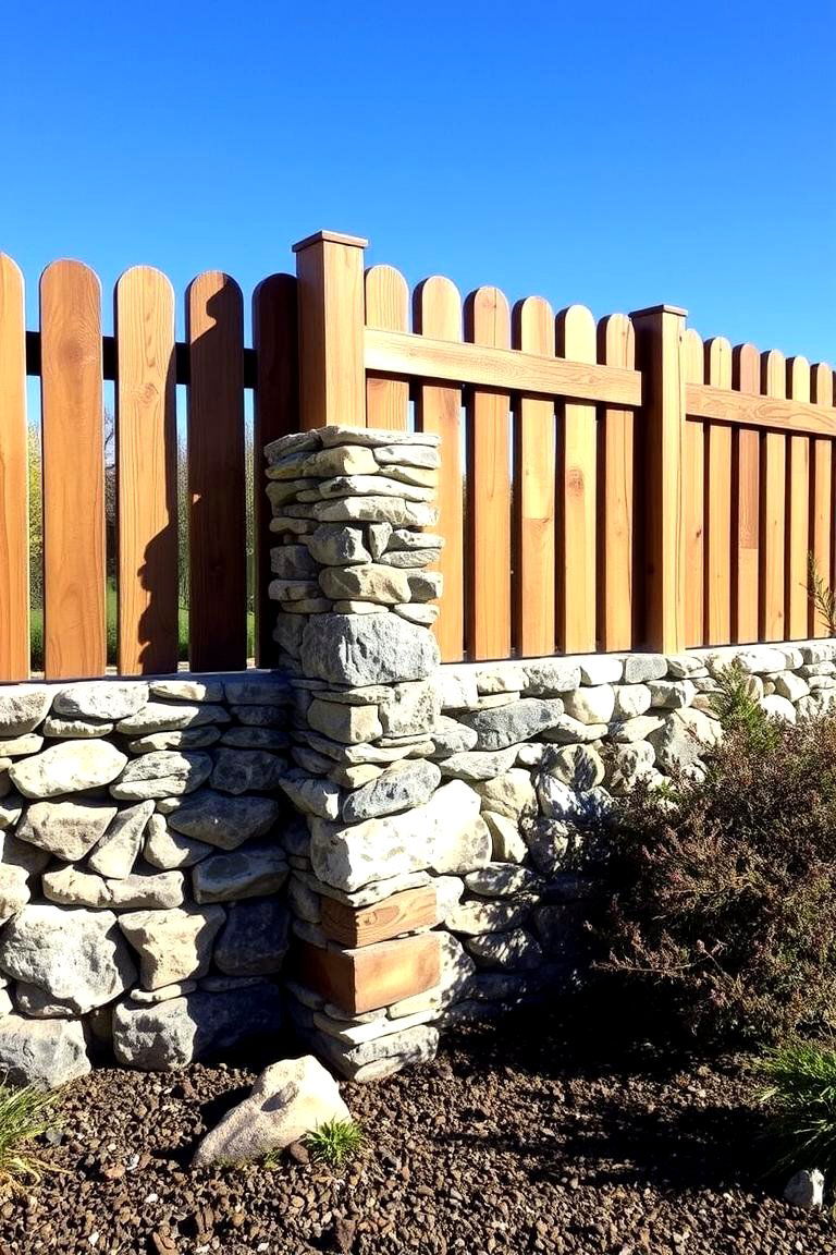Stone and Wood Combination Fence - 24 Vegetable Garden Fence Ideas