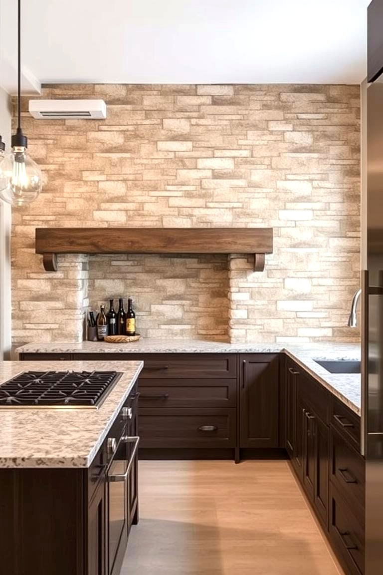 Stone or Brick Accents - 24 Earthy Kitchen Ideas