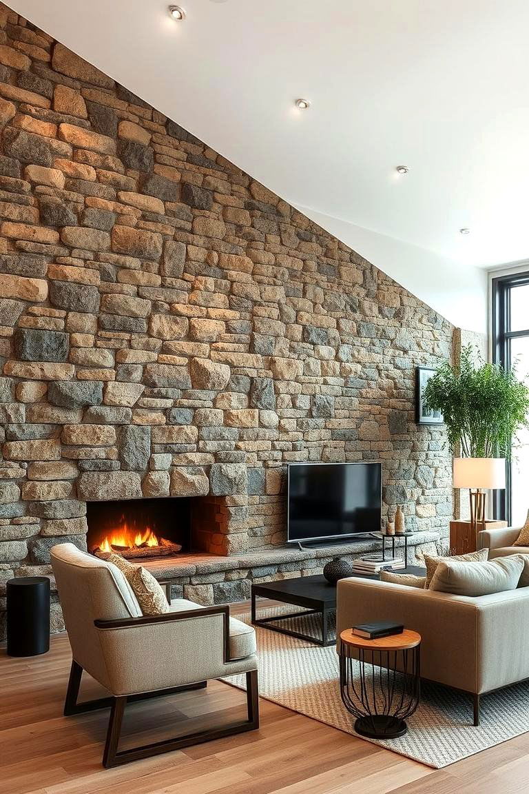 Stone or Brick Wall for Rustic Charm - 24 Feature Wall Ideas