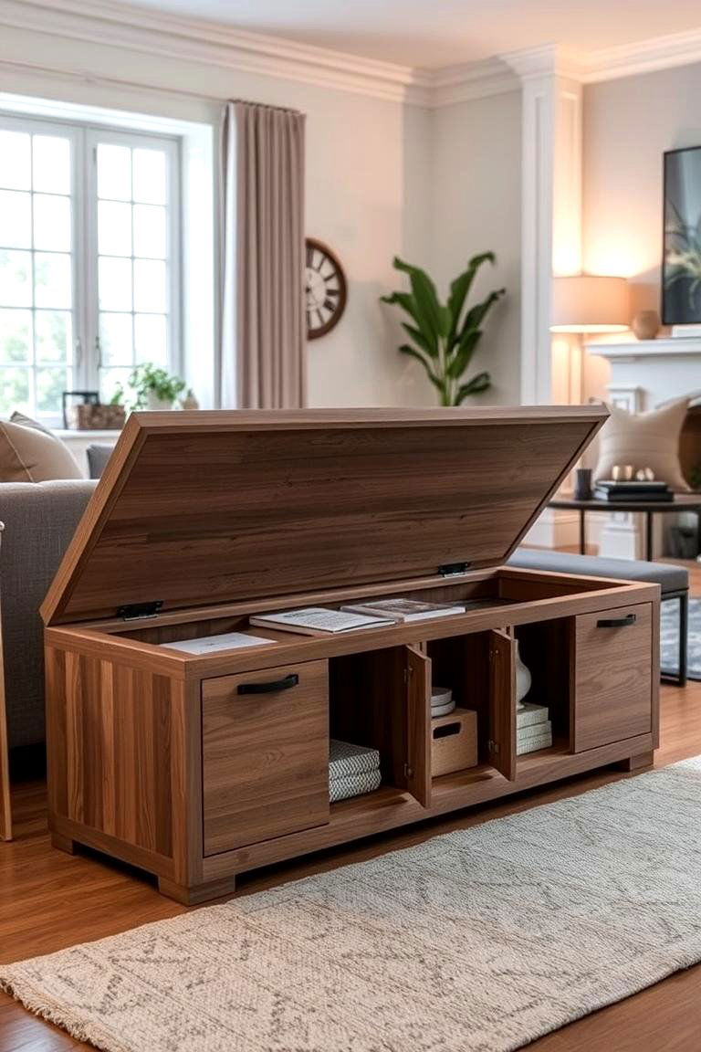 Storage Bench with Hidden Compartments - 24 Blanket Storage Ideas