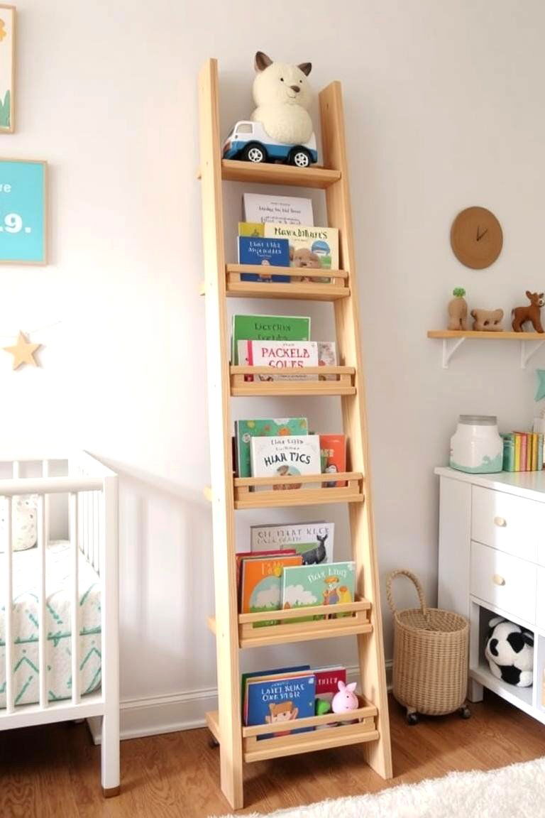 Storage Ladder for Books and Toys - 24 Nursery Storage Ideas