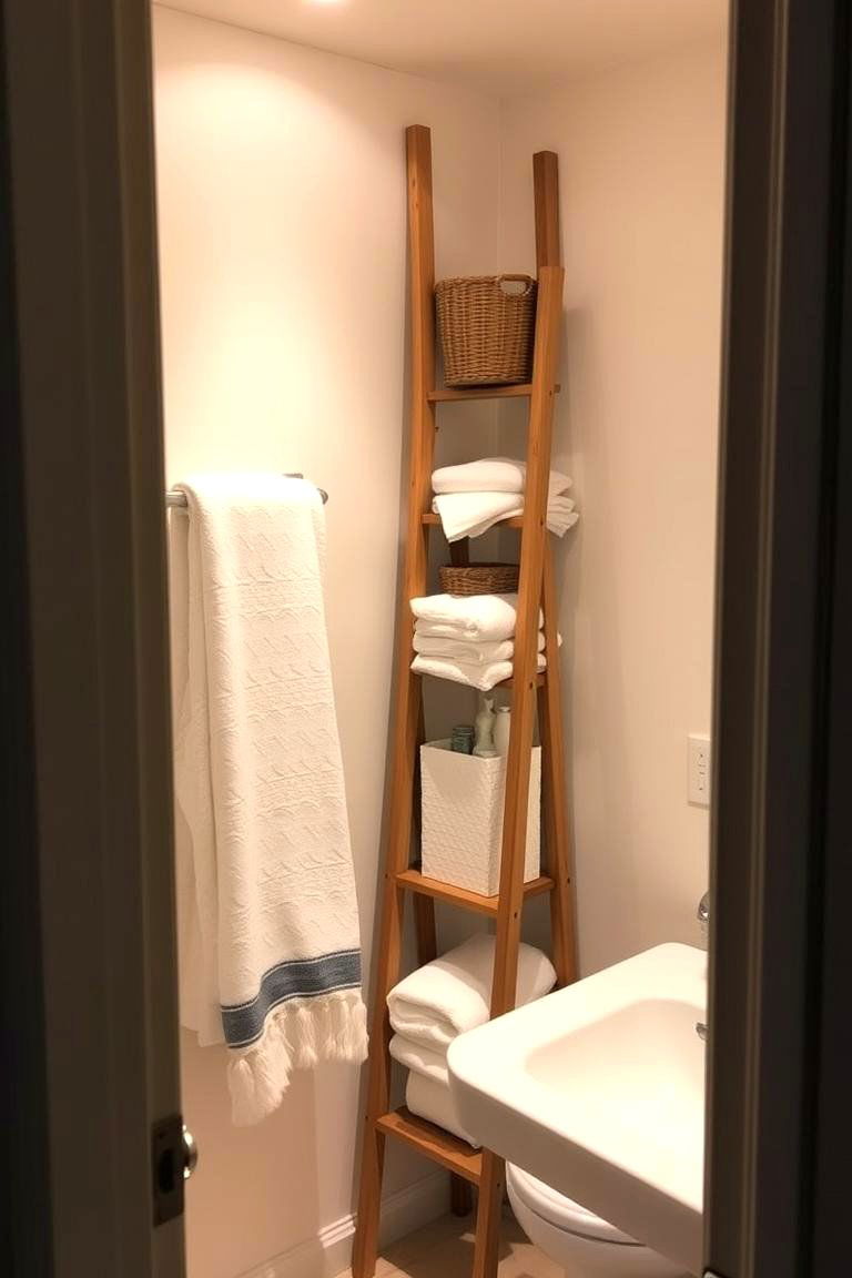 Storage Ladder - 24 Bathroom Storage Ideas