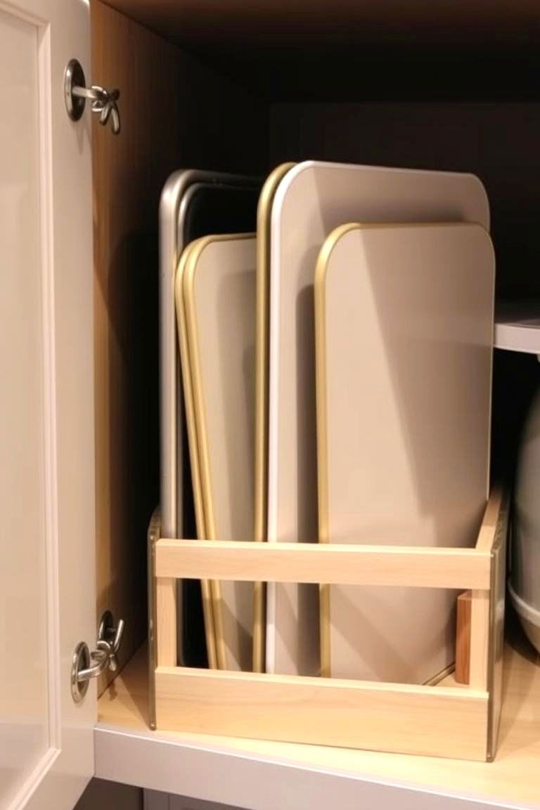 Store Baking Sheets and Cutting Boards Vertically - 24 Kitchen Cabinet Organization Ideas
