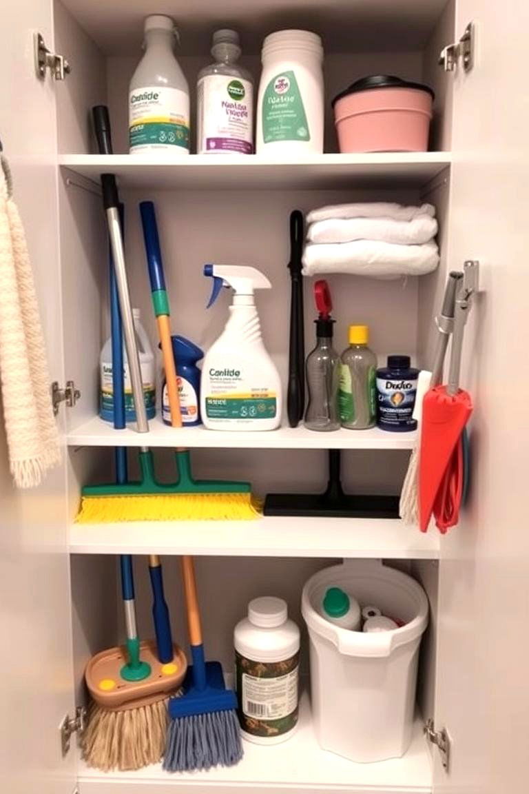 Store Cleaning Supplies in a Small Cabinet - 24 Laundry Room Storage Ideas