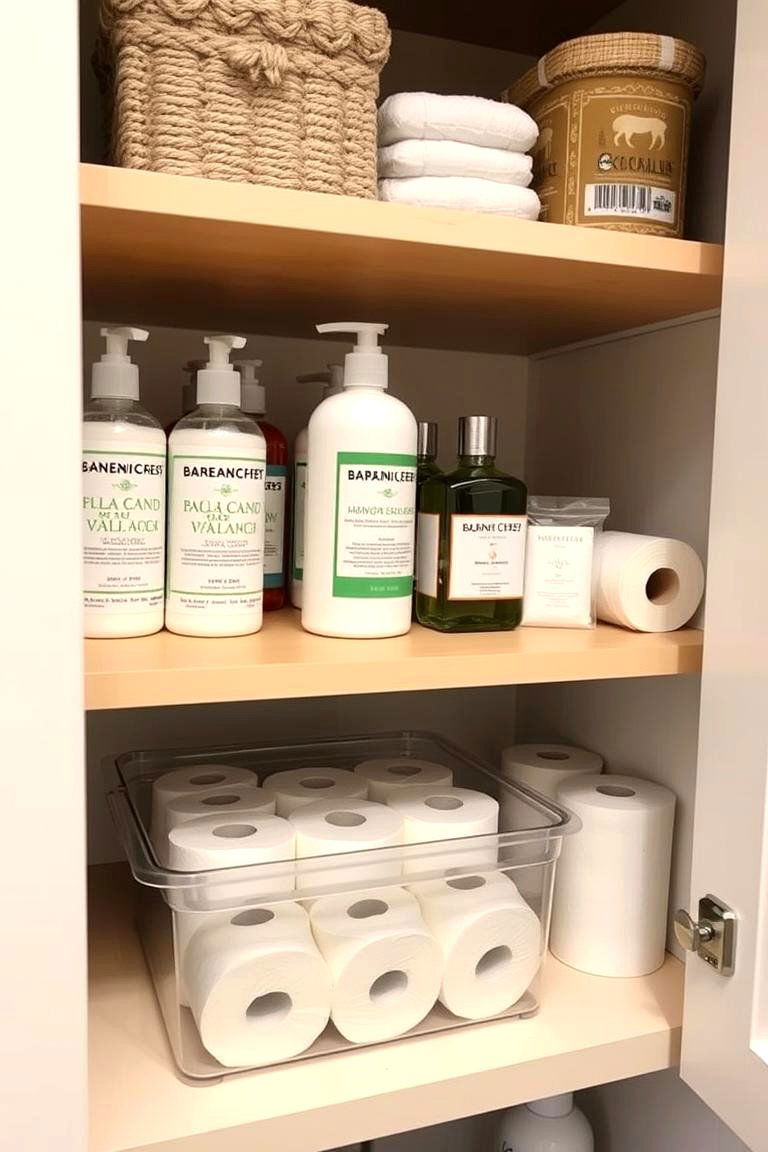 Store Extra Toiletries Strategically - 24 Linen Closet Organization Ideas