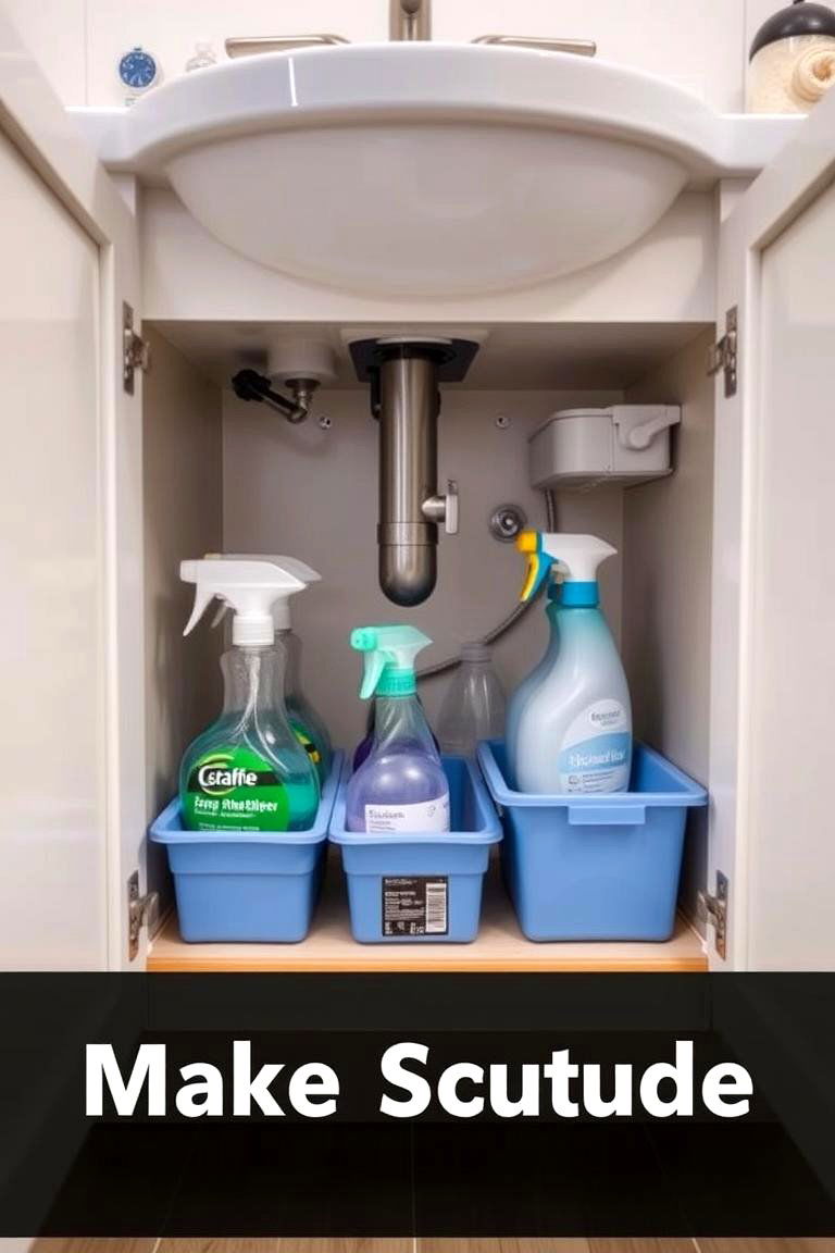 Store Larger Items in Under Sink Storage - 24 Bathroom Cabinet Organization Ideas