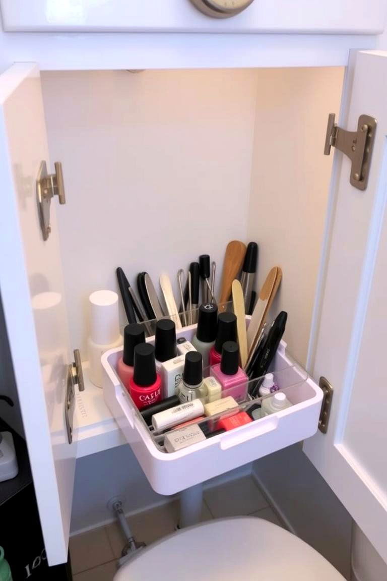 Store Nail Care Products in a Dedicated Box - 24 Bathroom Cabinet Organization Ideas