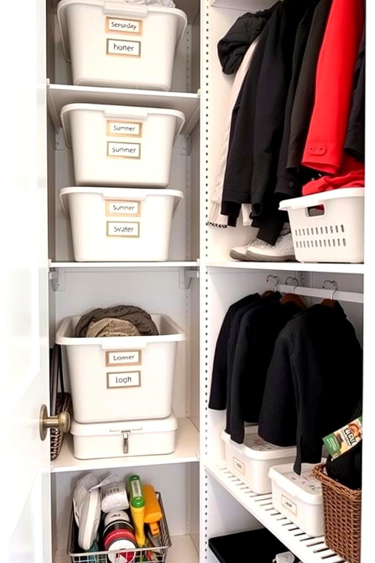Store Seasonal Items Strategically - 24 Hall Closet Organization Ideas