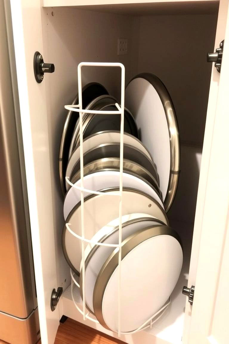 Storing Lids Separately - 24 Pots and Pans Storage Ideas