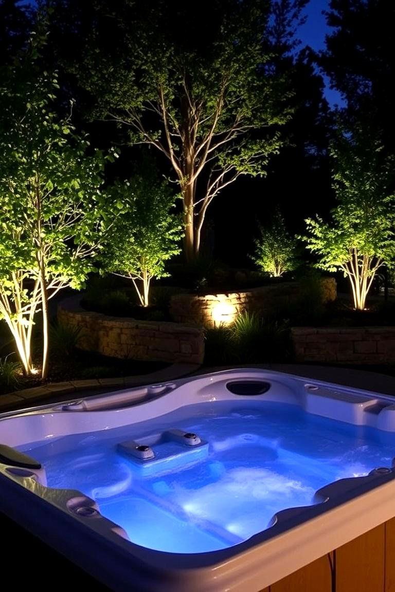 Strategic Landscape Lighting - 24 Hot Tub Landscaping Ideas
