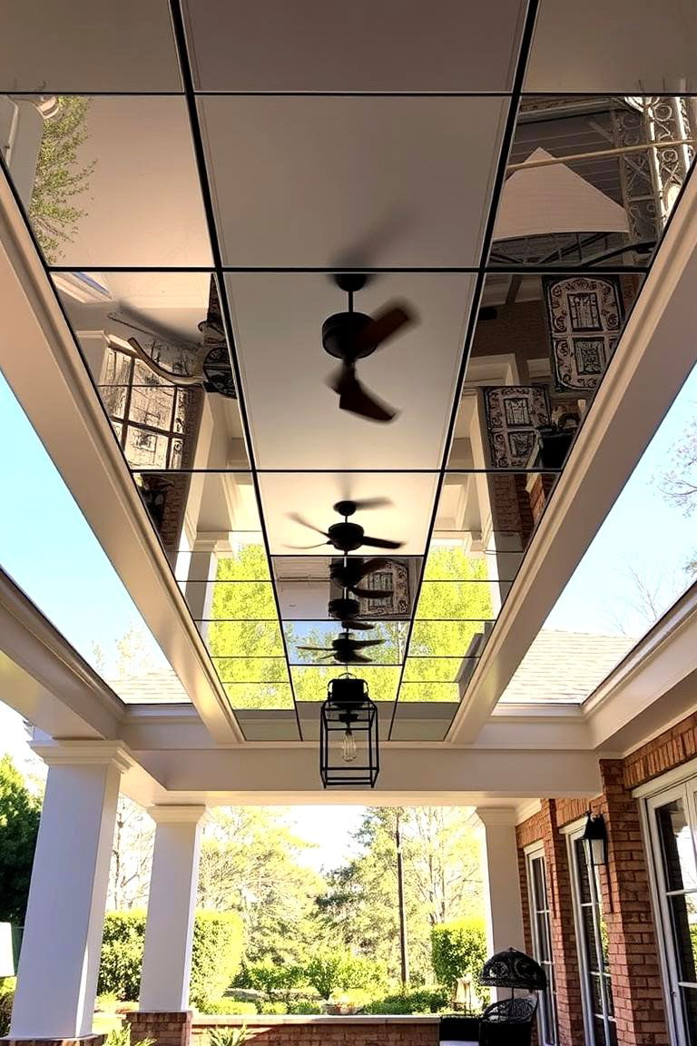 Strategically Placed Mirror Panels - 24 patio ceiling ideas