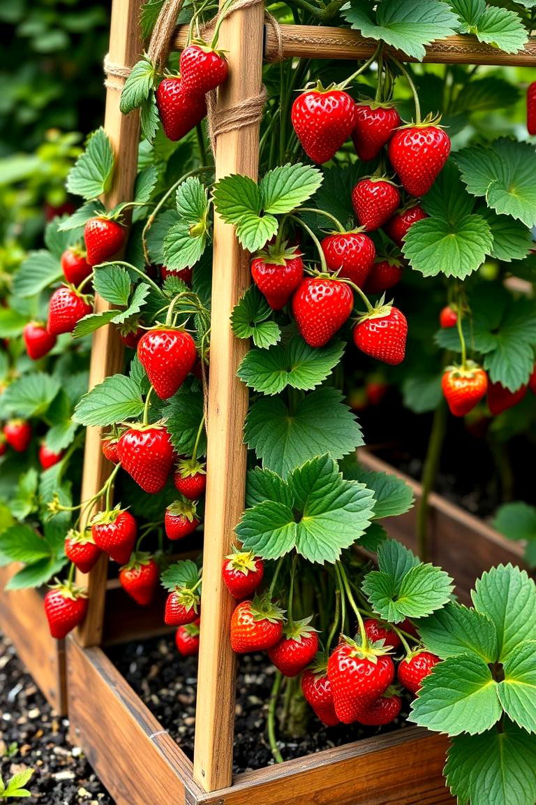 Strawberry Planter with Trellis Support - 24 Strawberry Planter Ideas