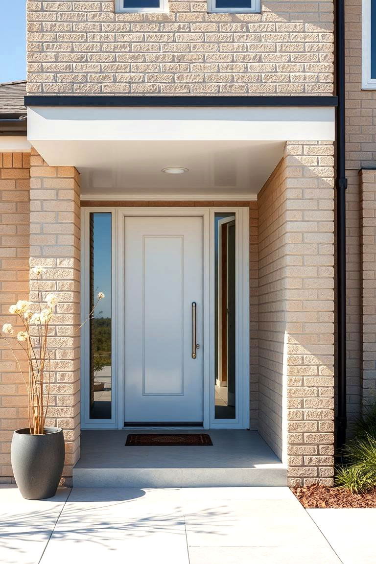 Streamlined Beige Brick with Sleek Finishes - 24 Beige Brick Exterior Home Ideas