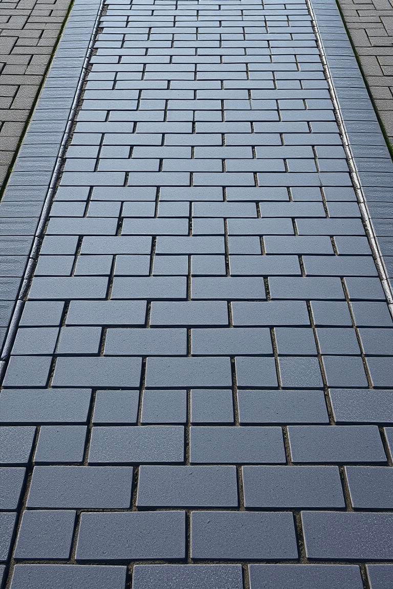 Streamlined Edge Black Brick Walkway - 24 Black Brick Walkway Ideas