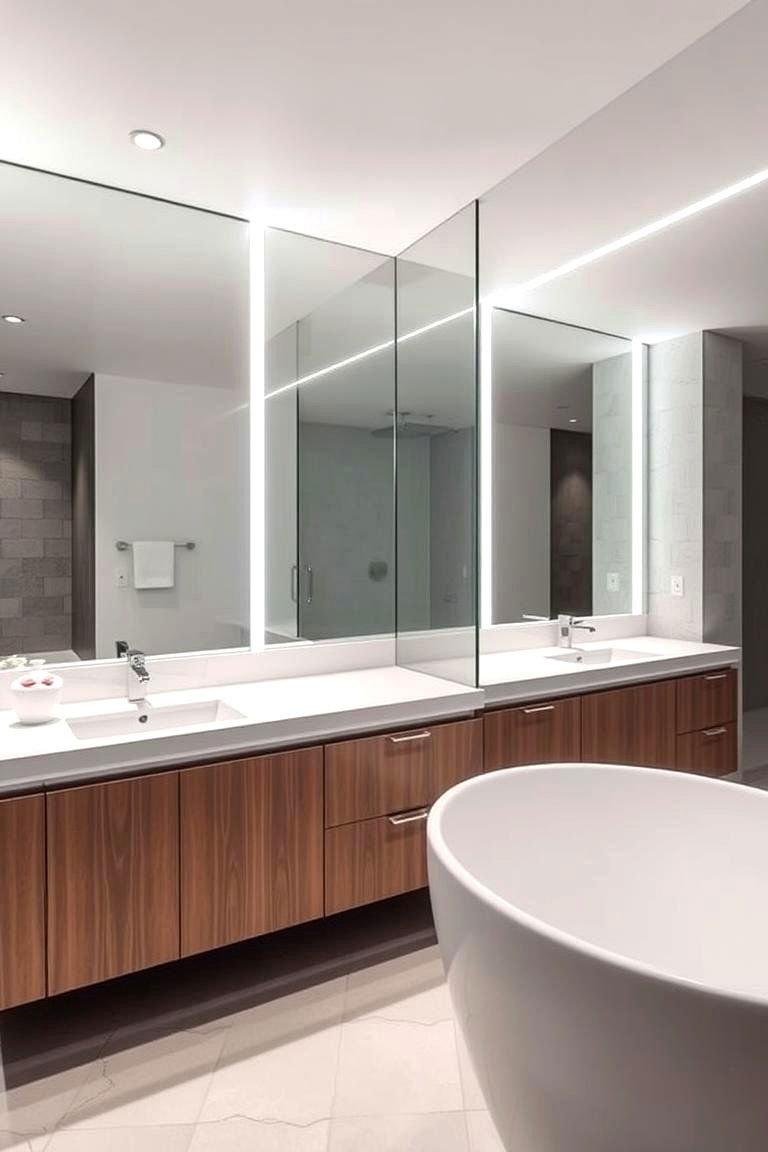 Streamlined Vanity Mirrors - 24 Art Deco Bathroom Ideas